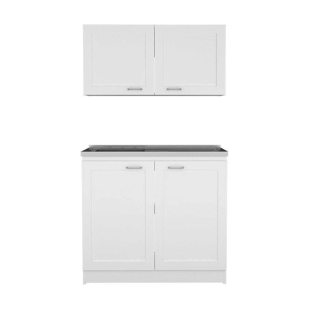 Zurich Cabinet Set, Two Shelves White White Particle Board Particle Board