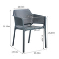 3 Piece Plastic Arm Chair Bistro Grs Premium Ocean Plastic, Charcoal Charcoal Plastic