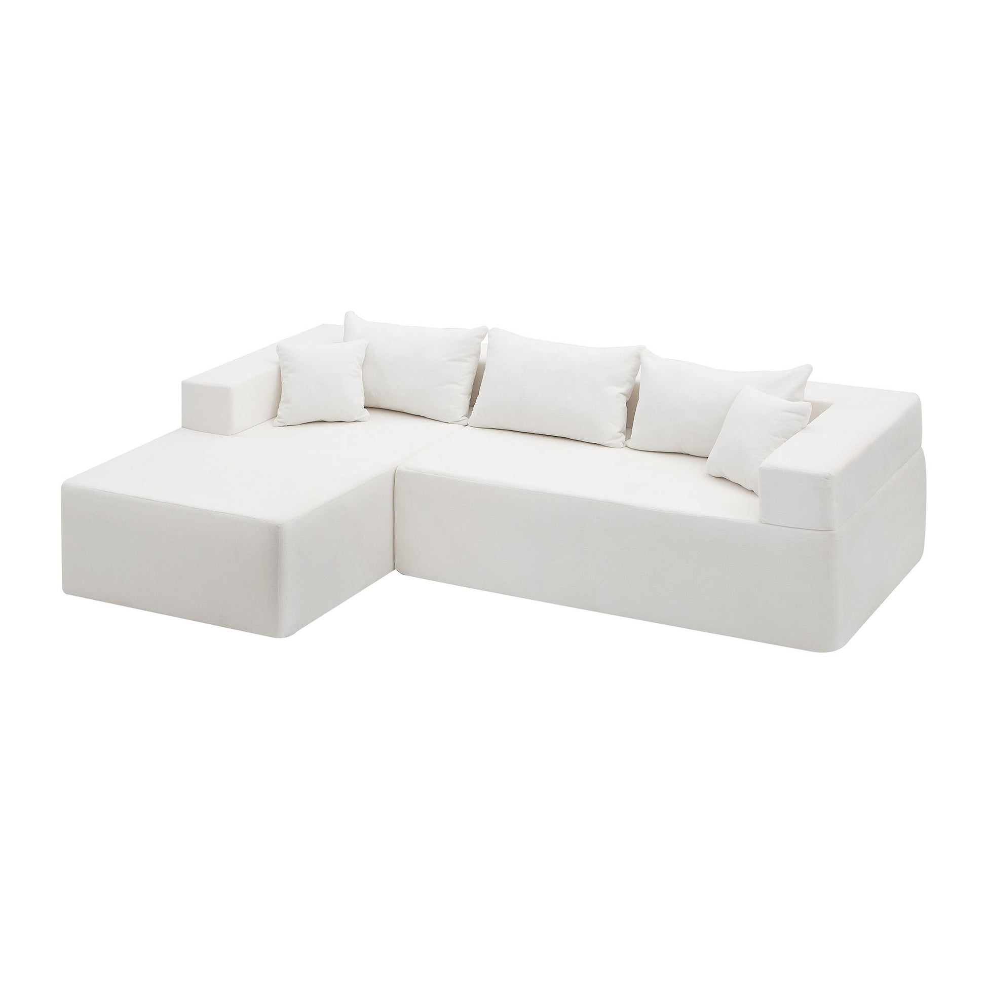 L Shape Modular Sectional Living Room Sofa Set Upholstered Sleeper Sofa For Living Room,16.53 Inch Cushion Heightening, 2 Pc Free Combination.Beige Beige Fabric 3 Seat