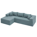 L Shape Modular Sectional Living Room Sofa Set Upholstered Sleeper Sofa For Living Room,16.53 Inch Cushion Heightening, 2 Pc Free Combination Sofa For Apartment Blue Lime Green Fabric 3 Seat