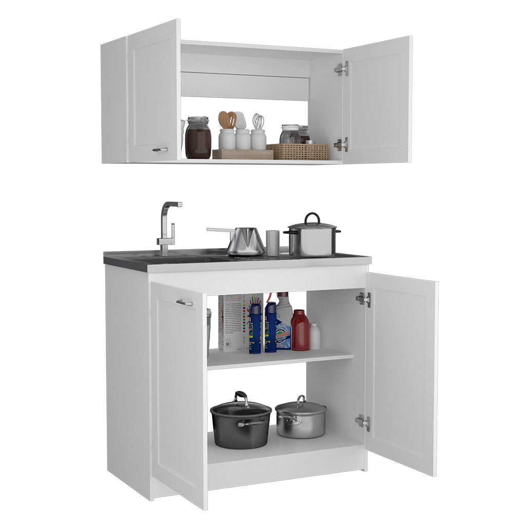 Zurich Cabinet Set, Two Shelves White White Particle Board Particle Board