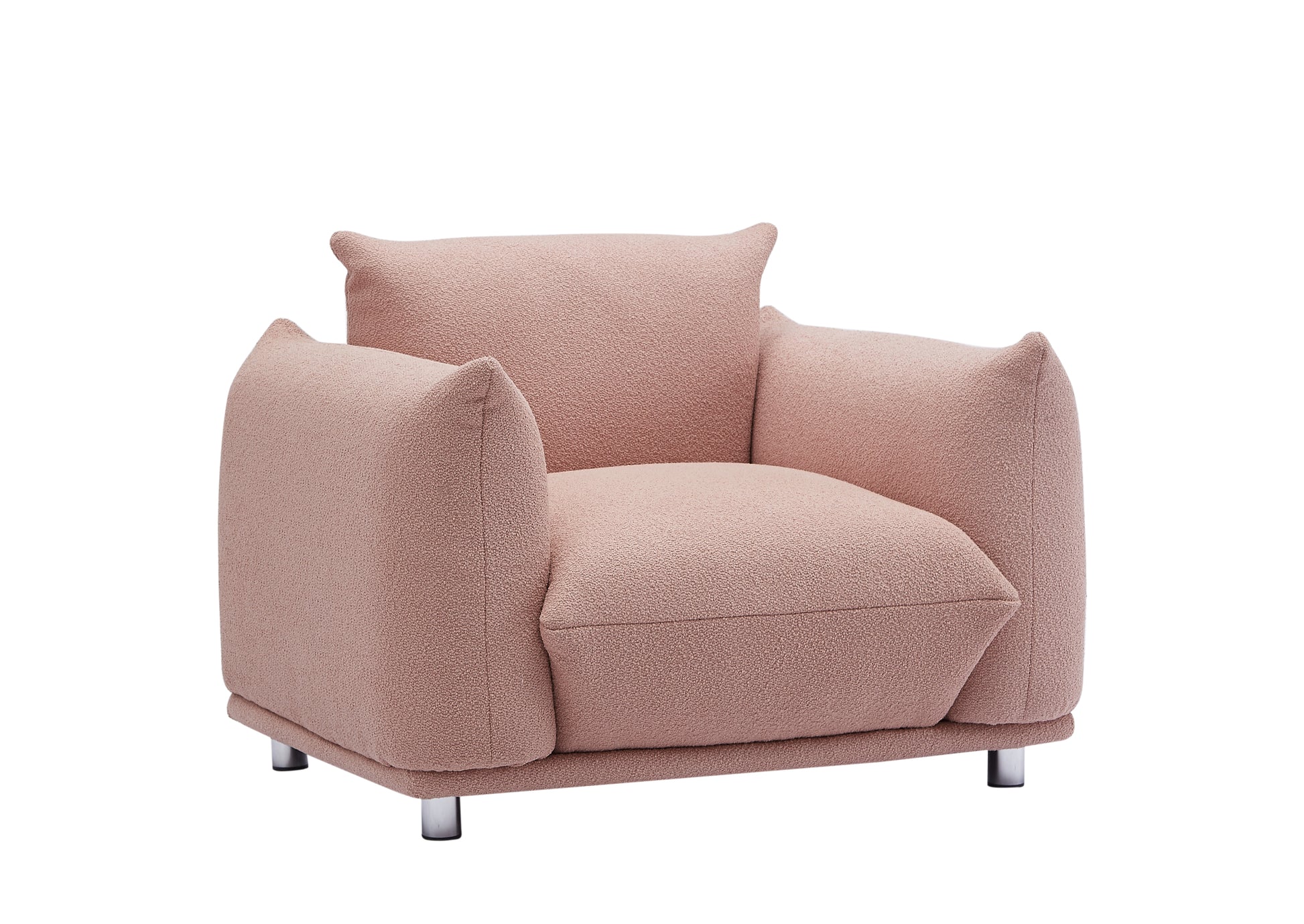 3 1 Oversized Loveseat Sofa For Living Room, Sherpa Sofa With Metal Legs, 3 Seater Sofa, Solid Wood Frame Couch With 2 Pillows, For Apartment Office Living Room Pink Pink Foam Fabric 4 Seat