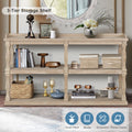 Console Table With 3 Tier Open Storage Spaces And Roman Column Effect Support Legs,Narrow Sofa Entry Table For Living Room, Entryway And Hallway Antique Wood White Antique White Gray Gray Mdf Mdf