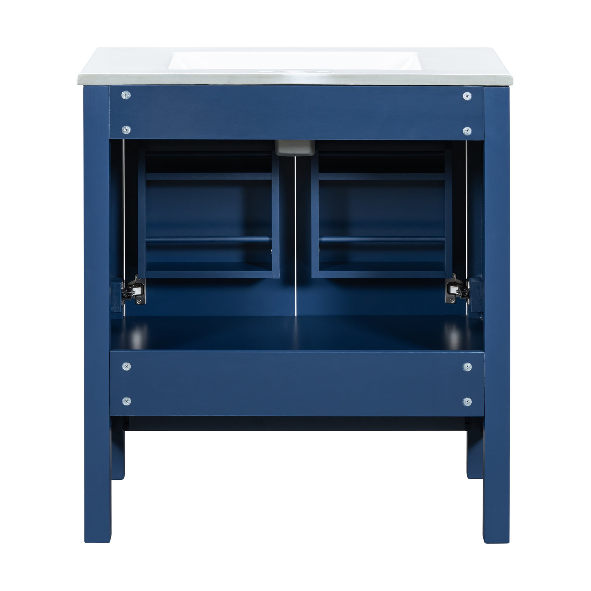 30" Blue Bathroom Vanity With Single Sink, Combo Cabinet Undermount Sink, Bathroom Storage Cabinet With 2 Doors And A Drawer, Soft Closing, Multifunctional Storage, Solid Wood Frame Blue Bathroom Solid Wood Mdf