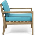 Outdoor Acacia Wood Club Chairs With Cushions Set Of 2 Brown Teal Wood