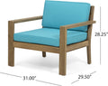 Outdoor Acacia Wood Club Chairs With Cushions Set Of 2 Brown Teal Wood