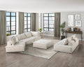 Living Room Furniture Tufted Accent Chair With Bolster Pillow Beige Boucle Fabric Upholstered 1Pc Modern Modular Armless Chair Solid Wood Beige Primary Living Space Contemporary,Modern Solid Wood
