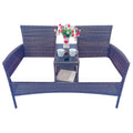 Wicker Patio Conversation Furniture Set, Outdoor Furniture Set With Removable Cushions & Table, Tempered Glass Top, Modern Rattan Bench For Garden Lawn Backyard Yes Complete Patio Set Brown Beige Weather Resistant Frame Water Resistant Cushion Garden &