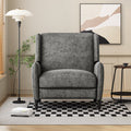 Oversized Textured Fabric Pushback Recliner, Gray And Dark Brown Grey Fabric