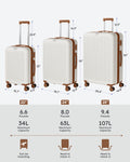 3 Pieces Set Luggage Hard Sided Expandable Luggage With Tsa Lock Travel Essentials Suitcase With Spinner Wheels Brown White Abs