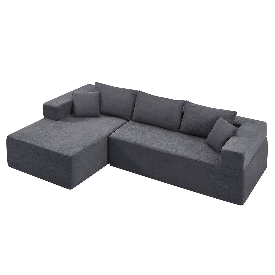 L Shape Modular Sectional Living Room Sofa Set Upholstered Sleeper Sofa For Living Room,16.53 Inch Cushion Heightening, 2 Pc Free Combination Sofa For Apartment,Grey Grey Fabric 3 Seat