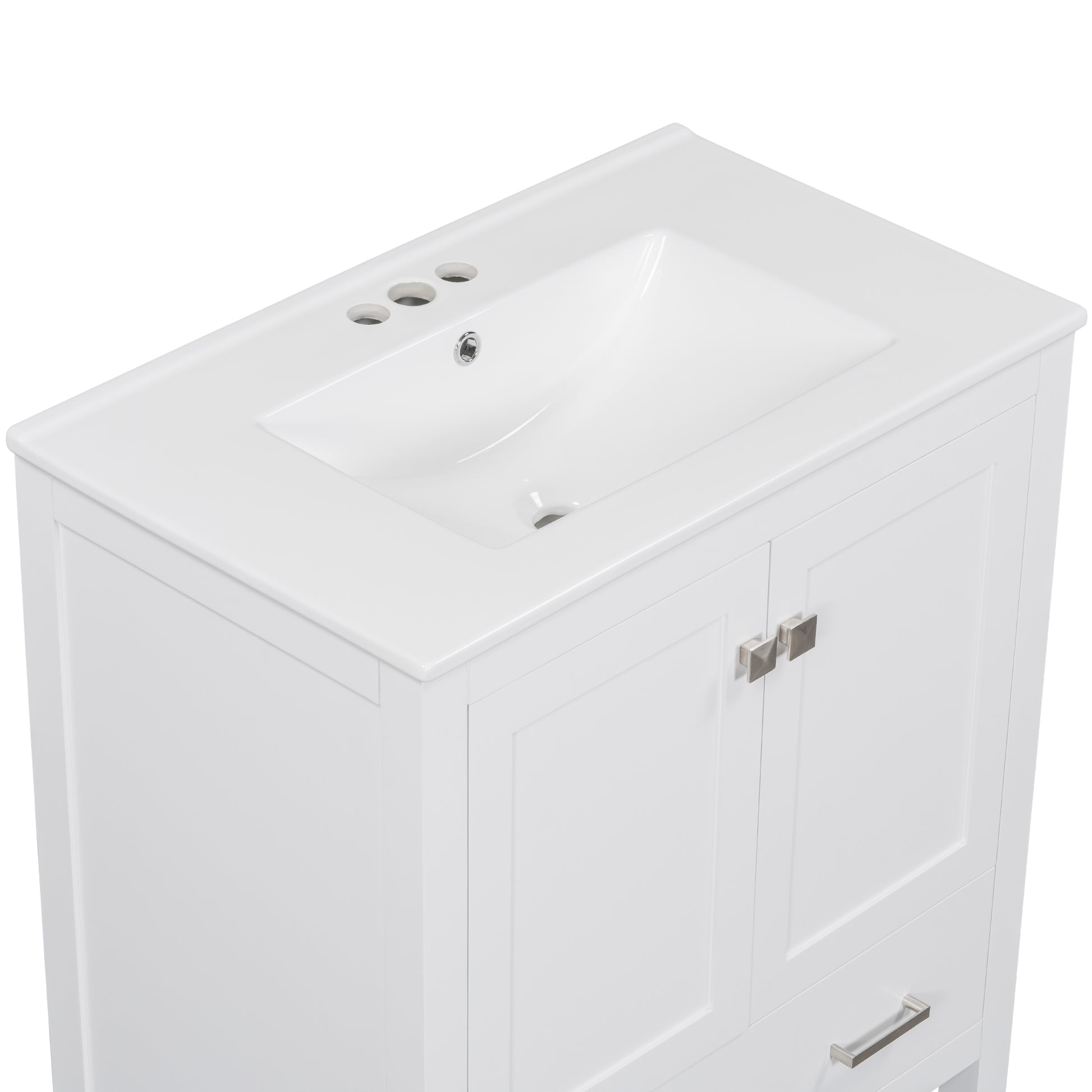 30" White Bathroom Vanity With Single Sink, Combo Cabinet Undermount Sink, Bathroom Storage Cabinet With 2 Doors And A Drawer, Soft Closing, Multifunctional Storage, Solid Wood Frame White Bathroom Solid Wood Mdf