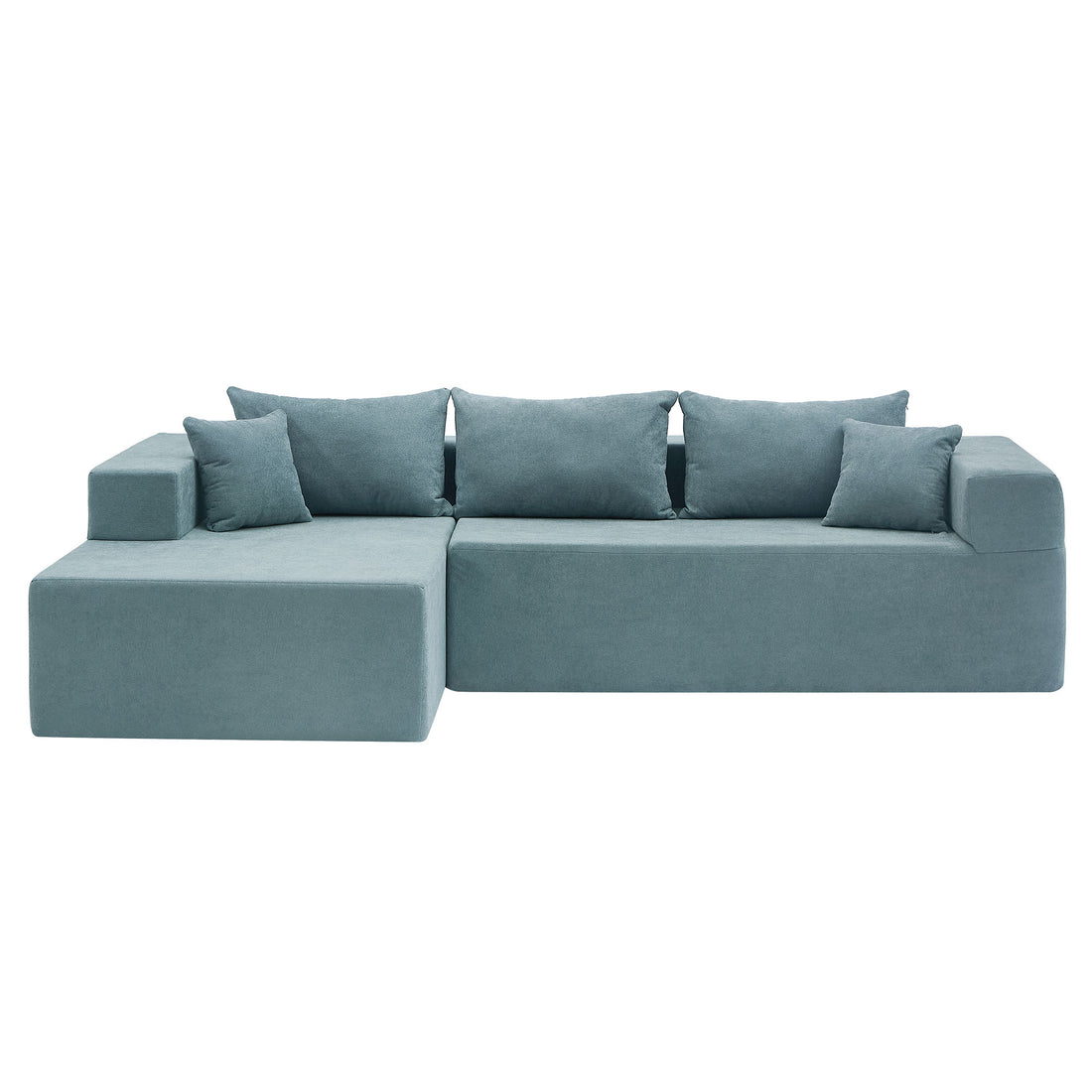 L Shape Modular Sectional Living Room Sofa Set Upholstered Sleeper Sofa For Living Room,16.53 Inch Cushion Heightening, 2 Pc Free Combination Sofa For Apartment Blue Lime Green Fabric 3 Seat