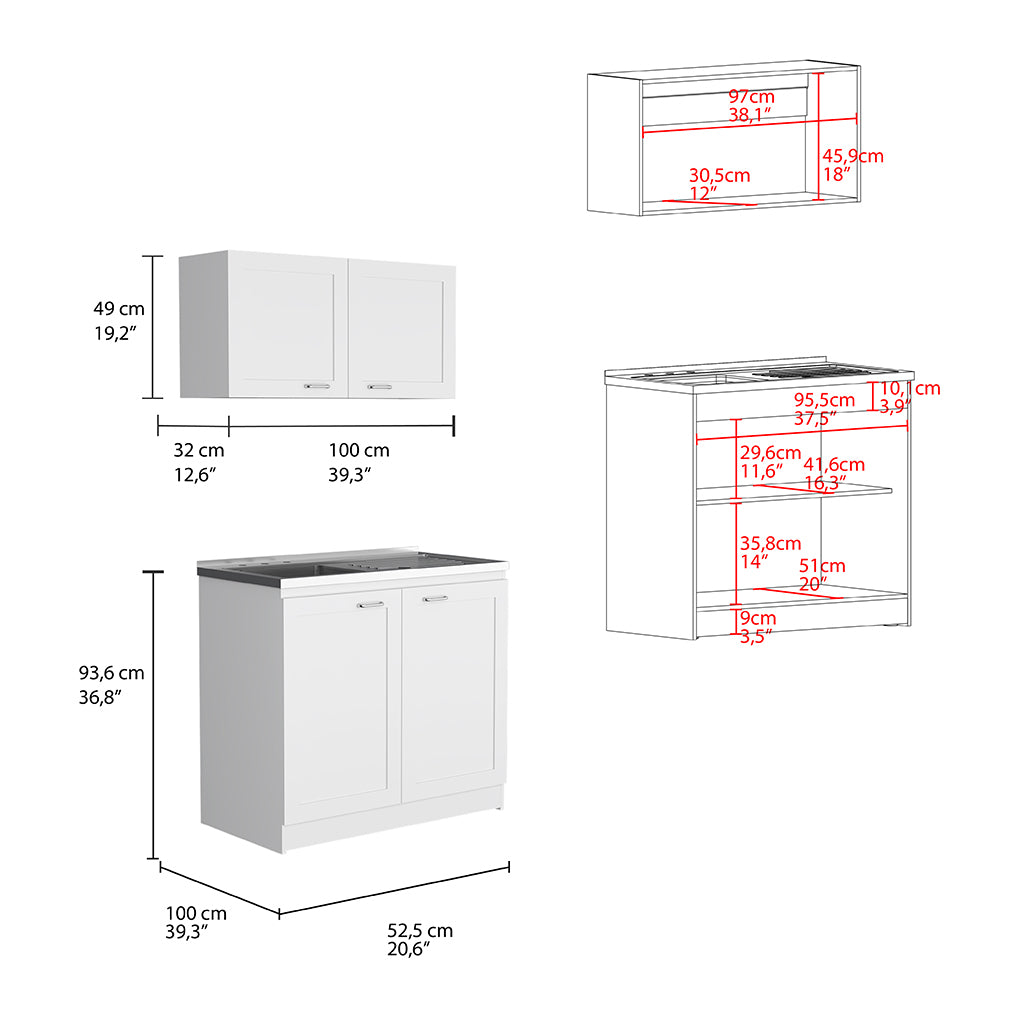 Zurich Cabinet Set, Two Shelves White White Particle Board Particle Board