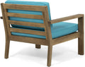 Outdoor Acacia Wood Club Chairs With Cushions Set Of 2 Brown Teal Wood