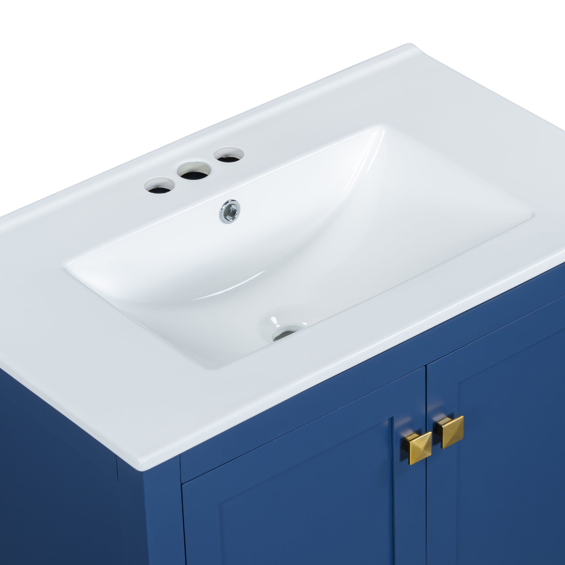 30" Blue Bathroom Vanity With Single Sink, Combo Cabinet Undermount Sink, Bathroom Storage Cabinet With 2 Doors And A Drawer, Soft Closing, Multifunctional Storage, Solid Wood Frame Blue Bathroom Solid Wood Mdf