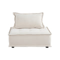Living Room Furniture Tufted Accent Chair With Bolster Pillow Beige Boucle Fabric Upholstered 1Pc Modern Modular Armless Chair Solid Wood Beige Primary Living Space Contemporary,Modern Solid Wood