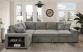 125'' Modern U Shaped 7 Seat Sectional Sofa Couch With Cabinet,Sofa Bed With Storage Chaise Pull Out Couch Bed For Living Room,Light Gray Light Brown Wood Primary Living Space Medium Duty Eucalyptus 7 Seat Light Gray Polyester Soft Pillow Back Modern