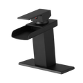 Sink Faucet With Deck Plate Waterfall Black Bathroom Faucets For Sink 1 Hole Or 3 Holes One Handle Faucets Bathroom Joystick Geometric One Black Side Sprayer Deck Mounted Cartridge Valve Single Hole Faucets Matte Black Contemporary 1 Hole Faucets Ceramic