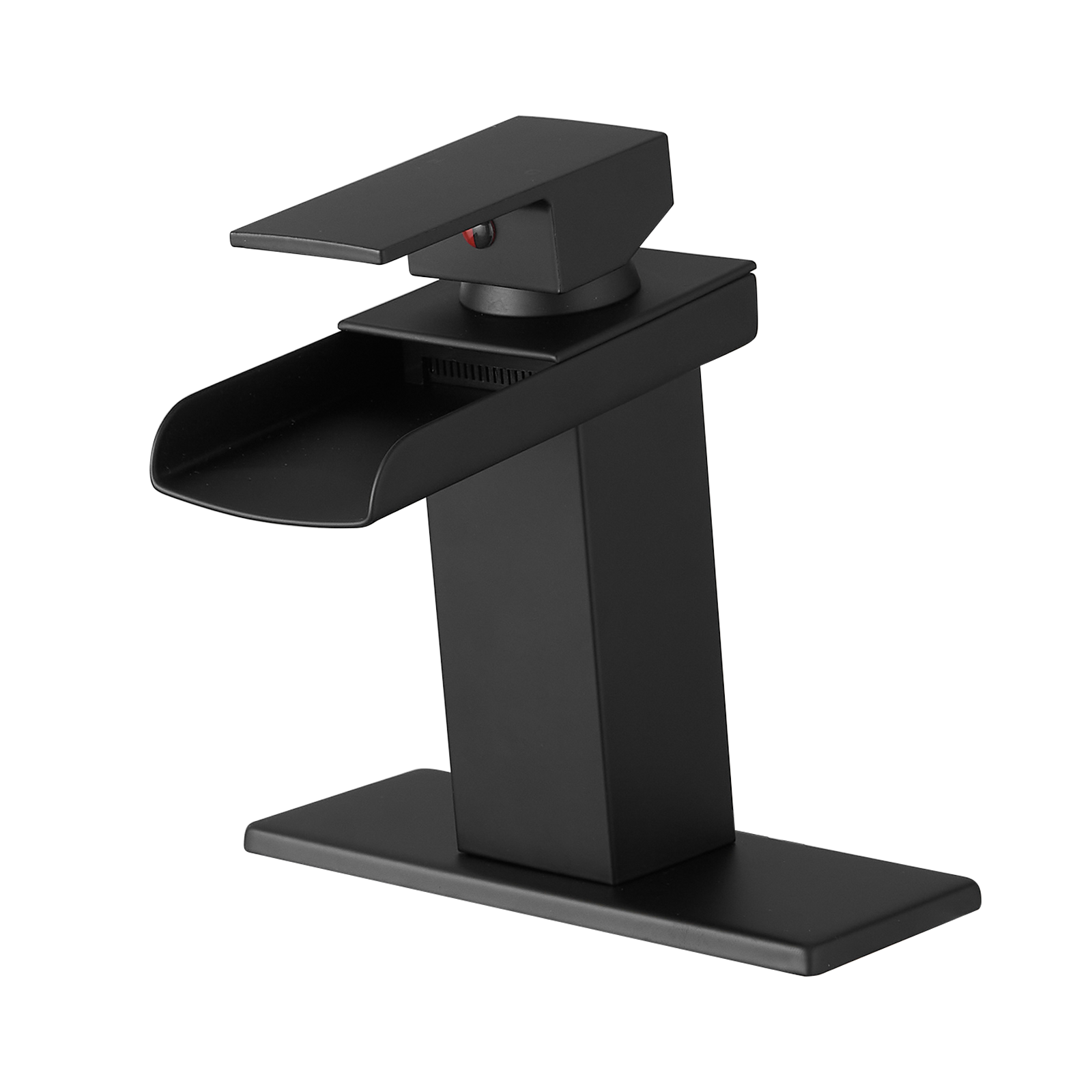 Sink Faucet With Deck Plate Waterfall Black Bathroom Faucets For Sink 1 Hole Or 3 Holes One Handle Faucets Bathroom Joystick Geometric One Black Side Sprayer Deck Mounted Cartridge Valve Single Hole Faucets Matte Black Contemporary 1 Hole Faucets Ceramic