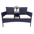 Wicker Patio Conversation Furniture Set, Outdoor Furniture Set With Removable Cushions & Table, Tempered Glass Top, Modern Rattan Bench For Garden Lawn Backyard Yes Complete Patio Set Brown Beige Weather Resistant Frame Water Resistant Cushion Garden &