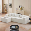 L Shape Modular Sectional Living Room Sofa Set Upholstered Sleeper Sofa For Living Room,16.53 Inch Cushion Heightening, 2 Pc Free Combination.Beige Beige Fabric 3 Seat