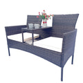 Wicker Patio Conversation Furniture Set, Outdoor Furniture Set With Removable Cushions & Table, Tempered Glass Top, Modern Rattan Bench For Garden Lawn Backyard Yes Complete Patio Set Brown Beige Weather Resistant Frame Water Resistant Cushion Garden &