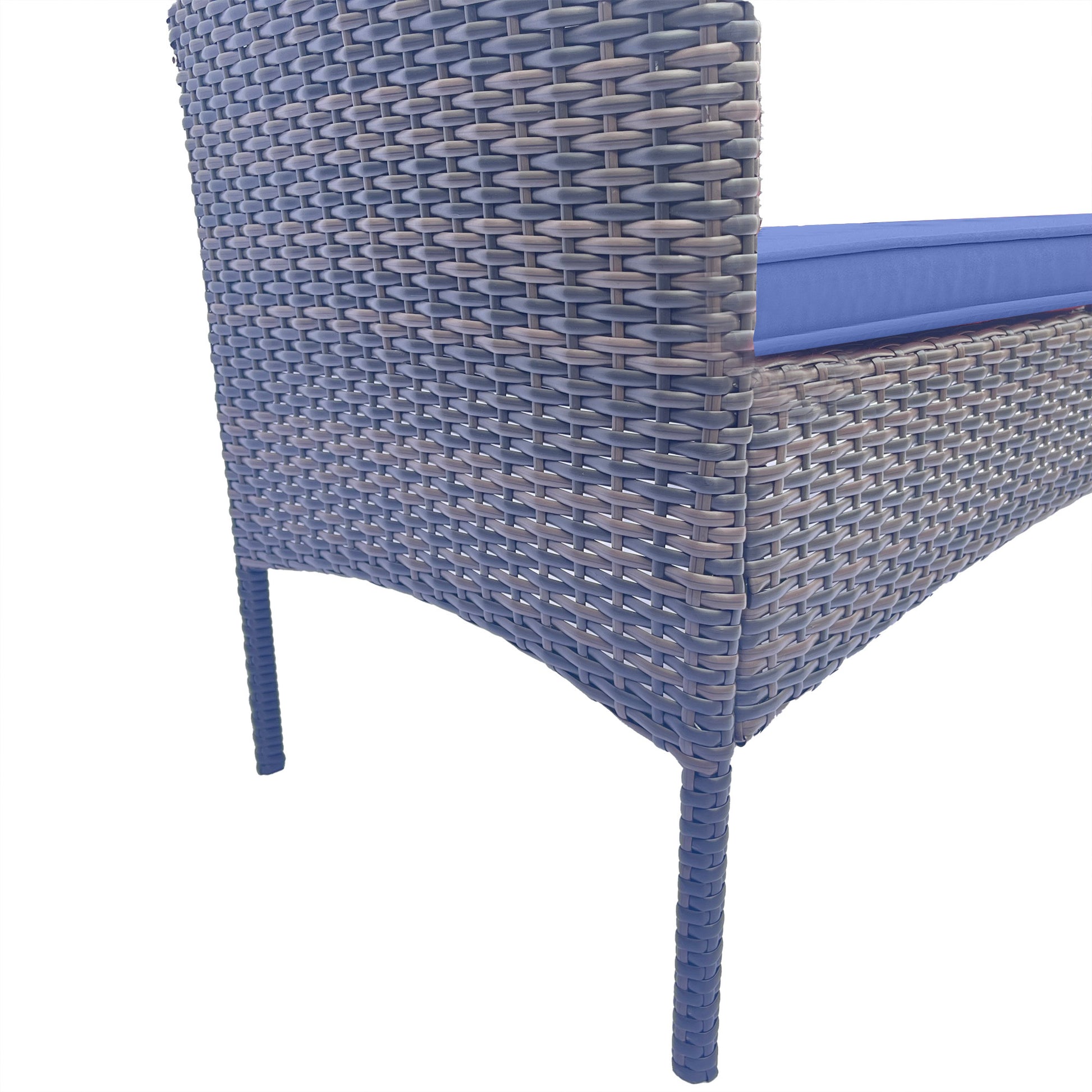 Wicker Patio Conversation Furniture Set, Outdoor Furniture Set With Removable Cushions & Table, Tempered Glass Top, Modern Rattan Bench For Garden Lawn Backyard Yes Complete Patio Set Blue Brown Weather Resistant Frame Water Resistant Cushion Garden &