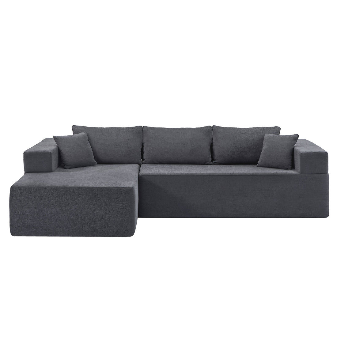 L Shape Modular Sectional Living Room Sofa Set Upholstered Sleeper Sofa For Living Room,16.53 Inch Cushion Heightening, 2 Pc Free Combination Sofa For Apartment,Grey Grey Fabric 3 Seat