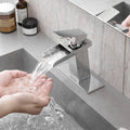 Sink Faucet With Deck Plate Waterfall Chrome Bathroom Faucets For Sink 1 Hole Or 3 Holes One Handle Faucets Bathroom Joystick Geometric One Chrome Side Sprayer Deck Mounted Cartridge Valve Single Hole Faucets Chrome Contemporary 1 Hole Faucets Ceramic