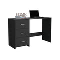 Writing Desk, 3 Drawers, Black Black Particle Board Particle Board