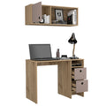 Khali Office Set, Two Shelves, Two Drawers, Wall Cabinet, Single Door Cabinet, Light Oak Taupe Wall Mounted 1 2 Drawers Natural Multicolor Office Shelves Included Modern Particle Board Particle Board