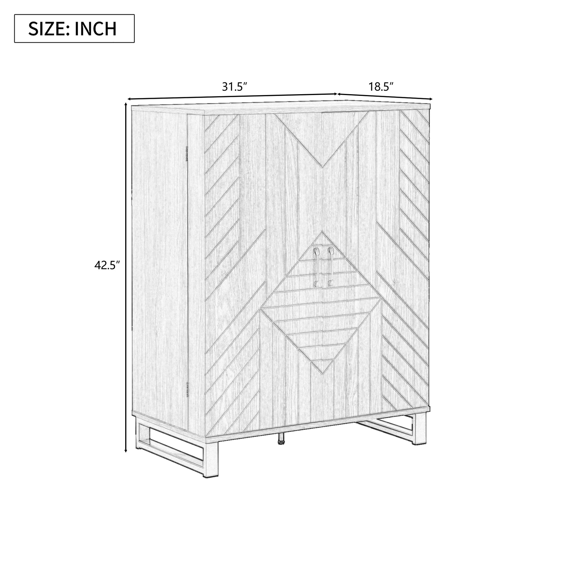 42.5" Modern Home Bar Cabinet Carved Wine Cabinet With Storage Natural Dining Room Contemporary Mdf