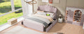 Full Size Upholstered Platform Bed With 4 Drawers And 2 Usb, Pink Box Spring Not Required Full Pink Wood Bedroom Bed Frame Polyester Upholstered