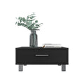 Myers Coffee Table, Four Legs, One Drawer Black Mdf Engineered Wood