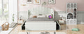 Full Size Upholstered Platform Bed With 4 Drawers And 2 Usb, Beige Box Spring Not Required Full Beige Wood Bedroom Bed Frame Polyester Upholstered