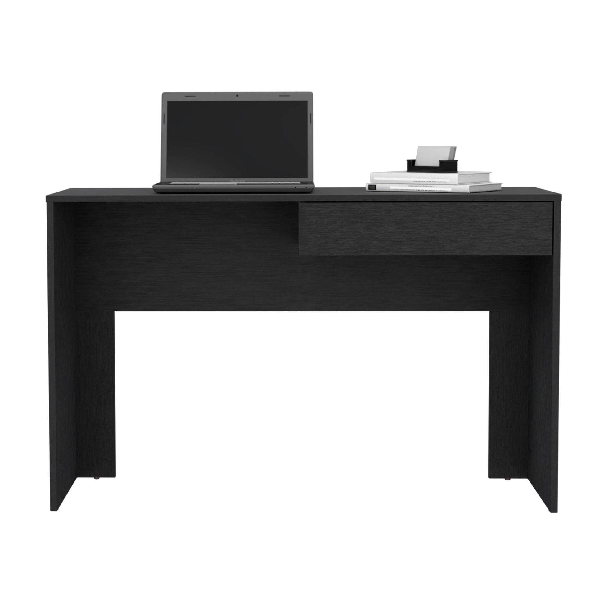 Writing Computer Desk With One Drawer, Black Black Particle Board Particle Board