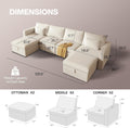 Modern Cotton Linen Modular Sectional Sofa, U Shape Convertible Sofa Set With Pillows, Oversized Sectional Couches With Storage Ottomans For Living Room, Loft, Apartment, Office White 6 Seats White Wood Primary Living Space Medium Duty Pine 6 Seat White