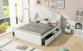 Full Size Upholstered Platform Bed With 4 Drawers And 2 Usb, Beige Box Spring Not Required Full Beige Wood Bedroom Bed Frame Polyester Upholstered