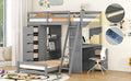 Twin Over Twin Bunk Bed With Led Light And Usb Ports, Gray Twin Gray Plywood