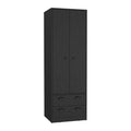 St Monans Armoire With Double Door And 2 Drawers Black Black Bedroom Modern Particle Board Particle Board