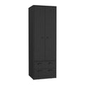 St Monans Armoire With Double Door And 2 Drawers Black Black Bedroom Modern Particle Board Particle Board