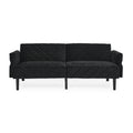 Velvet Futon Couch Convertible Folding Sofa Bed Tufted Couch With Adjustable Armrests For Apartment Black Velvet Metal Primary Living Space Split Back Eucalyptus Square Arms Foam 3 Seat