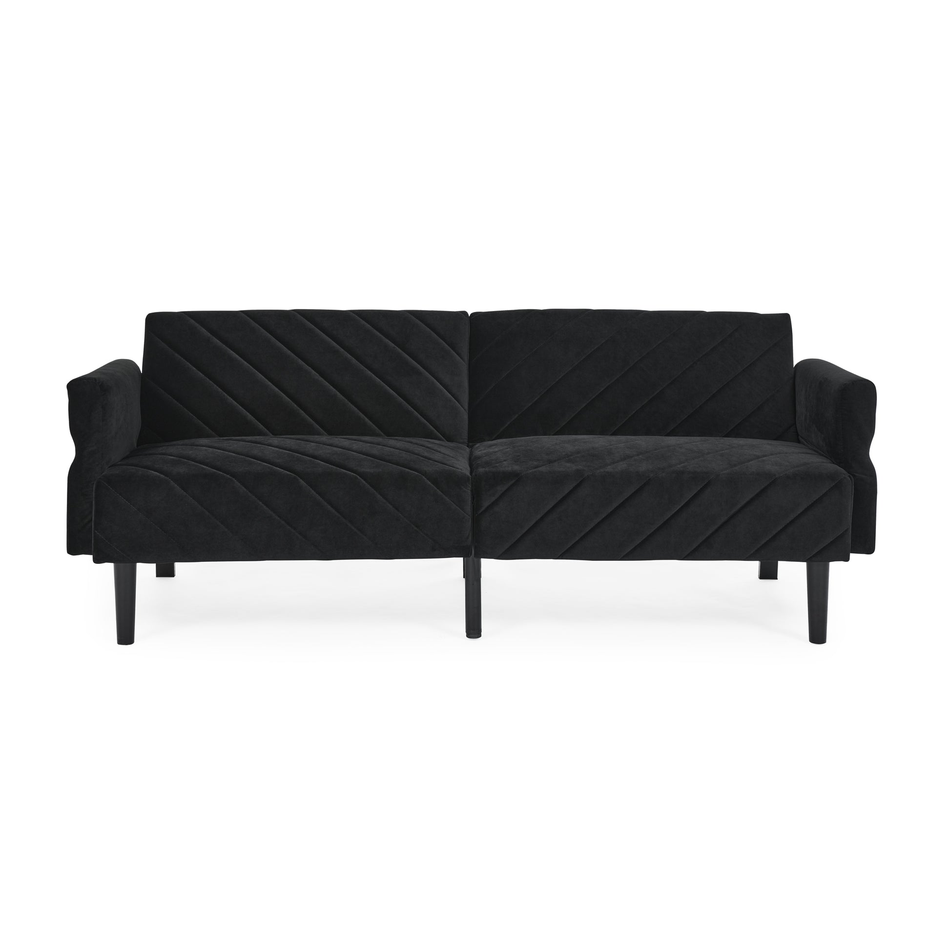 Velvet Futon Couch Convertible Folding Sofa Bed Tufted Couch With Adjustable Armrests For Apartment Black Velvet Metal Primary Living Space Split Back Eucalyptus Square Arms Foam 3 Seat