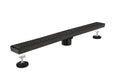 28 Inches Linear Shower Drain With Removable Quadrato Pattern Grate, 304 Stainless Shower Drain Included Hair Strainer And Leveling Feet, Flange Matte Black Stainless Steel