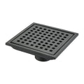 6 Inch Square Shower Floor Drain Square Shower Floor Drain With Flange,Pattern Grate Removable,Food Grade Sus 304 Stainless Steel Matte Black Stainless Steel