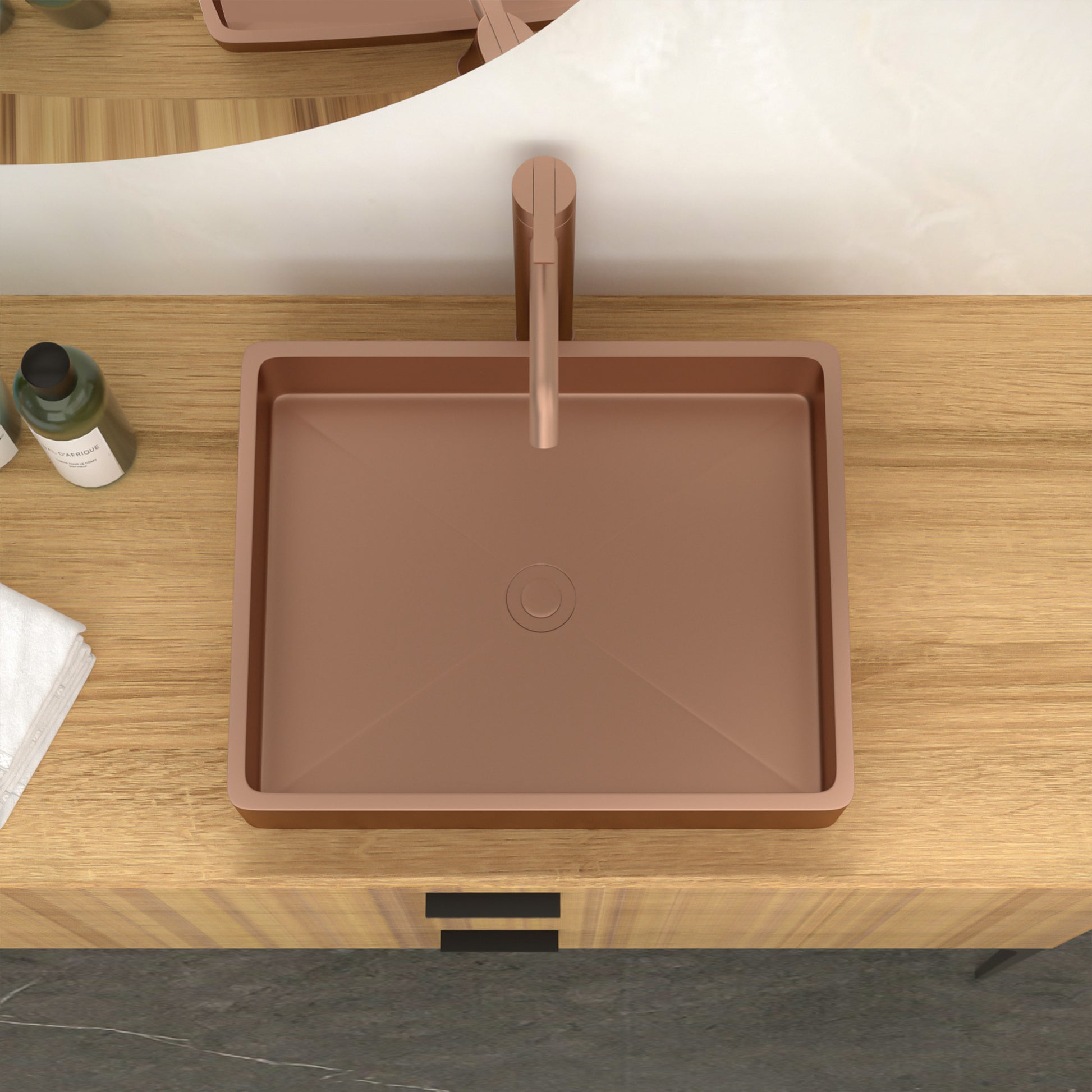 19"X15" Rose Gold Stainless Steel Bathroom Sink With Pop Up Drain Rose Gold Stainless Steel