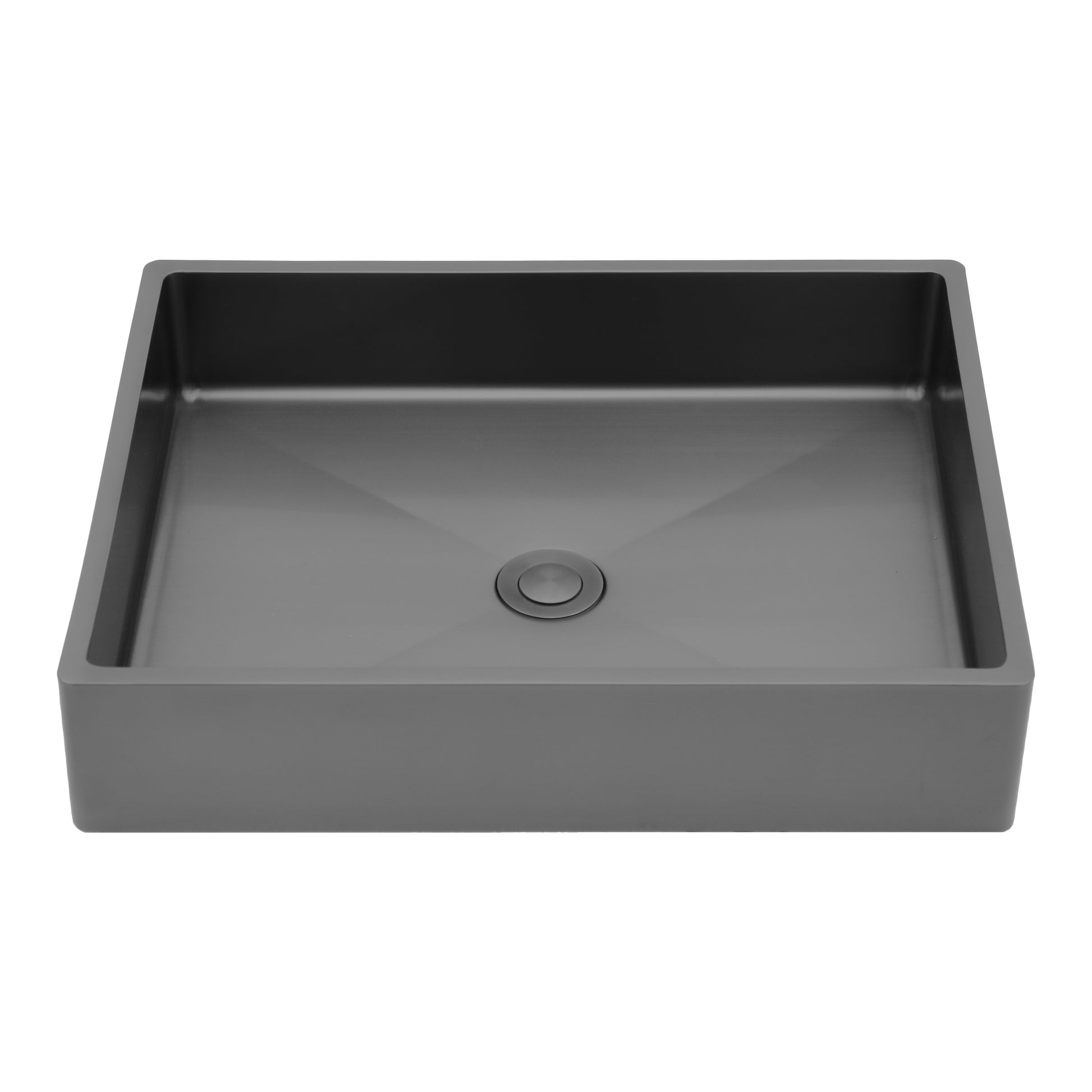 19"X15" Gunmetal Black Stainless Steel Bathroom Sink With Pop Up Drain Gunmetal Black Stainless Steel