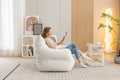 054 Large Size Teddy Fabric Bean Bag Chair Lazy Sofa Chair Sponge Filling For Indoor,Ivory Ivory Primary Living Space Soft Tufted Back Modern Memory Foam Teddy