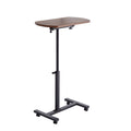 Height Adjustable Sofa Side C Shape Table,Laptop Holder End Stand Desk Brown Mdf Metal